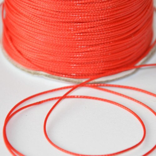 10m fil cordon polyester rouge ciré 0.5mm