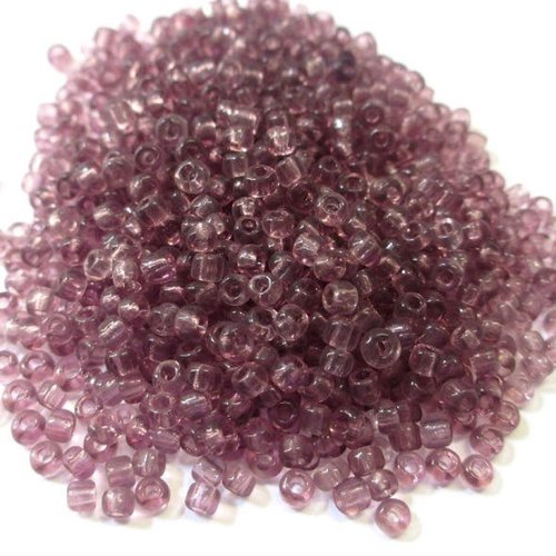 10gr perles de rocaille violet transparent en verre  3mm (environ 500 perles)