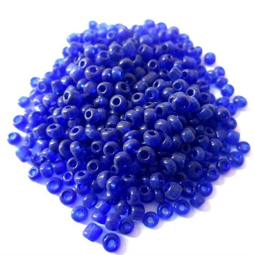10gr perles de rocaille bleu foncé en verre  3mm (environ 500 perles)