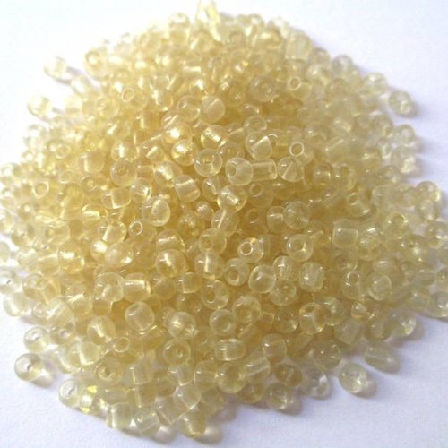 10gr perles de rocaille jaune givré en verre  3mm (environ 500 perles)