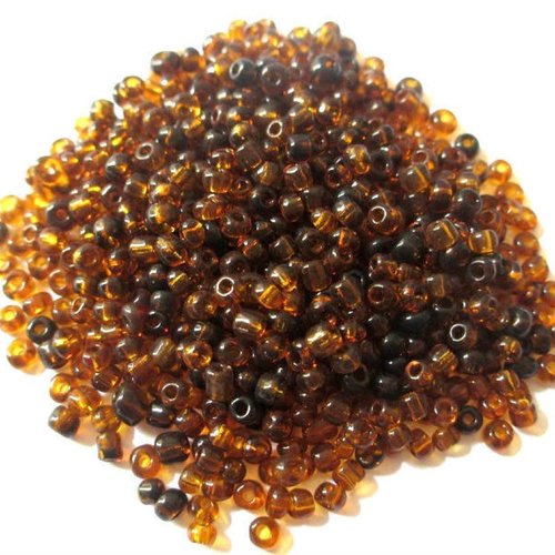 10gr perles de rocaille marron clair et foncé en verre  3mm (environ 500 perles)