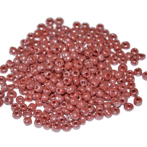 10gr perles de rocaille marron nacré en verre  3mm  (ref 81)