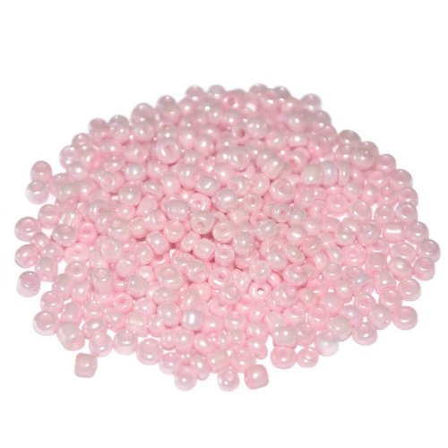 10gr perles de rocaille rose nacré en verre  3mm  (ref 85)