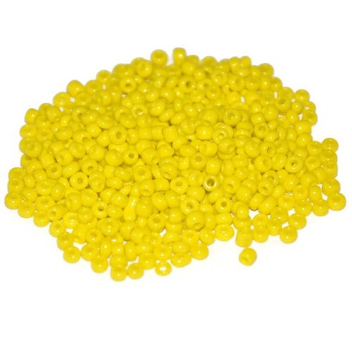 10gr perles de rocaille jaune  en verre  3mm  (ref 90)