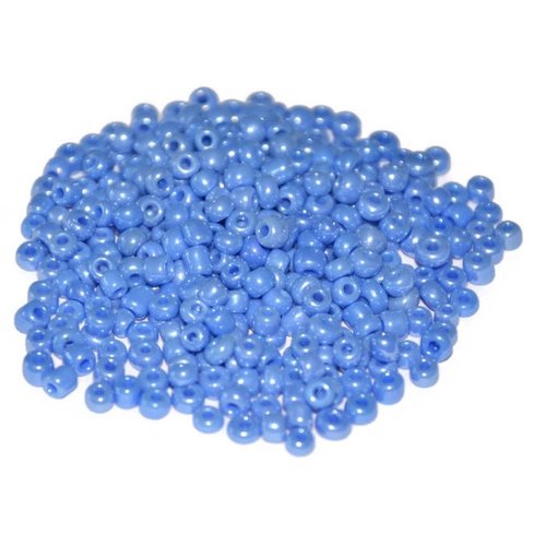 10gr perles de rocaille bleu azur nacré en verre  3mm  (ref 91)