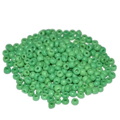10gr perles de rocaille vert en verre  3mm  (ref 96)