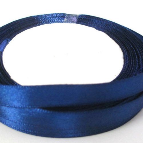23m ruban satin 10mm en bobine couleur bleu foncé