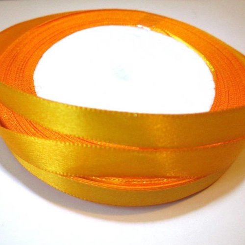 23m ruban satin 10mm en bobine couleur orange