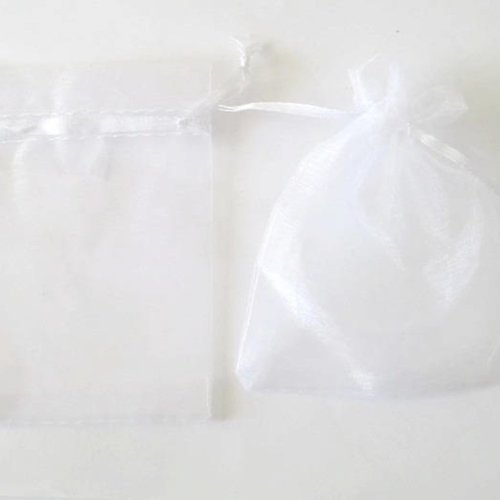 10 pochettes organza blanc 12x9cm