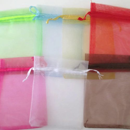 14 pochettes organza mélange de couleur 12x9cm