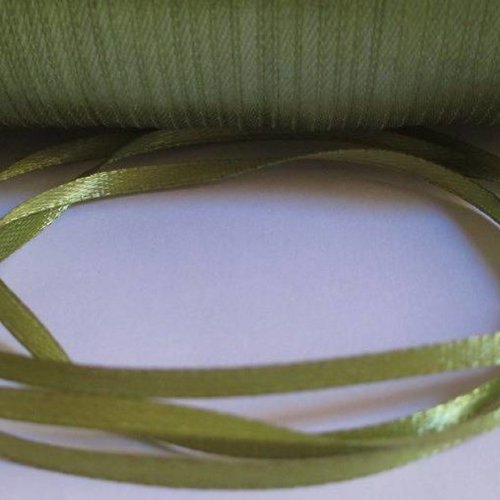 10m ruban satin vert olive 3mm