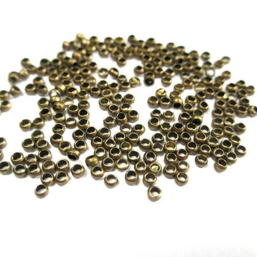 250 perles à écraser métal couleur bronze  2mm
