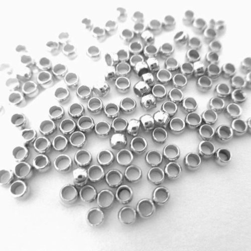 250 perles à écraser métal couleur argent 2mm