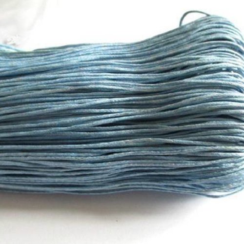 10 mètres fil coton ciré bleu clair 1mm