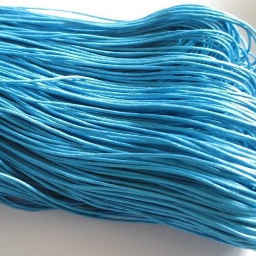 10 mètres fil coton ciré bleu turquoise 1mm