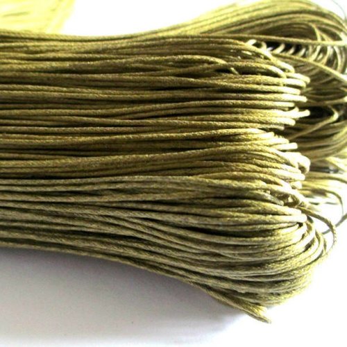 10 mètres fil coton ciré olive 1mm