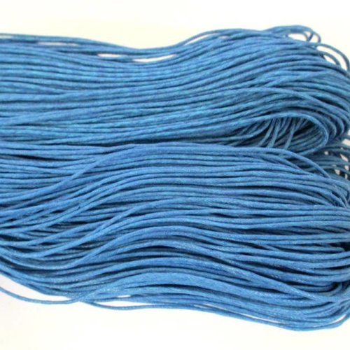 10 mètres fil coton ciré bleu azur 1mm