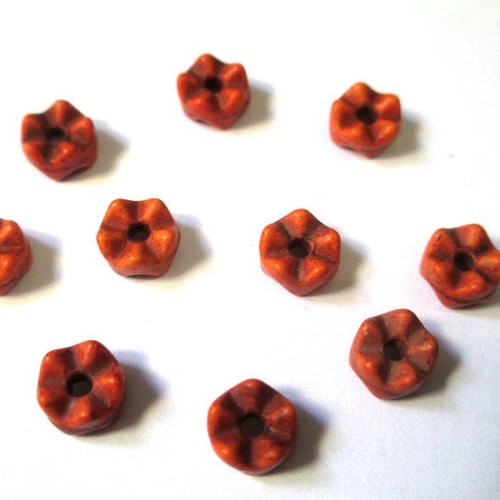 10 perles intercalaire howlite orange 6x4mm