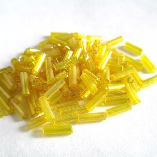 10gr perles de rocaille tube en verre couleur jaune ab 6mm (rt8)