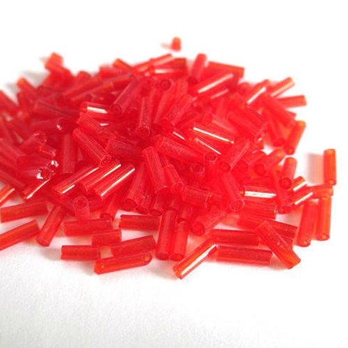 10gr perles de rocaille tube en verre couleur rouge 6mm (rt14)