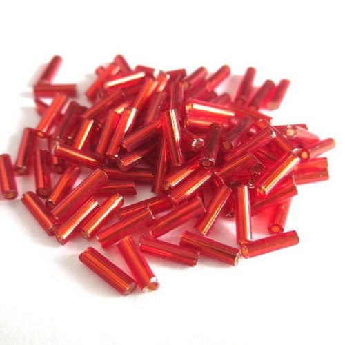 10gr perles de rocaille tube en verre couleur rouge 6mm (rt25)