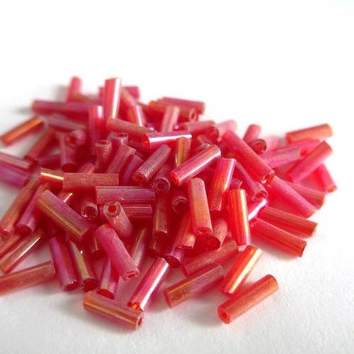10gr perles de rocaille tube en verre couleur rose ab 6mm (rt5)