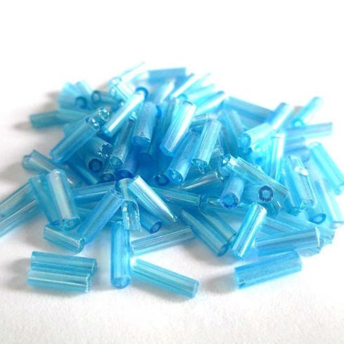 10gr perles de rocaille tube en verre couleur bleu ab 6mm (rt4)