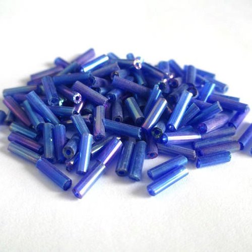 10gr perles de rocaille tube en verre couleur bleu foncé ab 6mm (rt11)