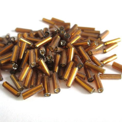 10gr perles de rocaille tube en verre couleur marron doré 6mm (rt13)