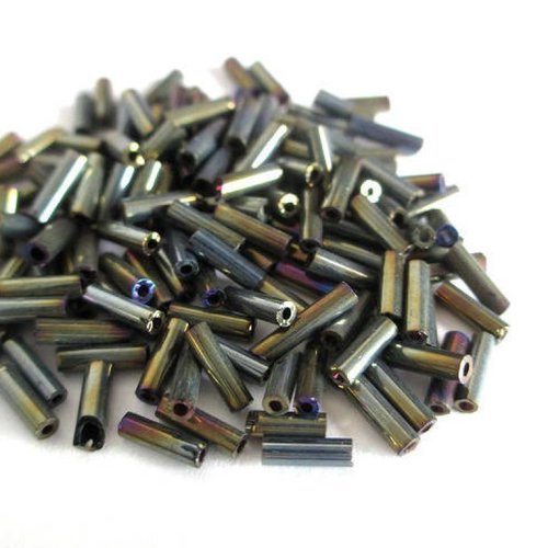 10gr perles de rocaille tube en verre couleur marron electroplate ab 6mm (rt20)