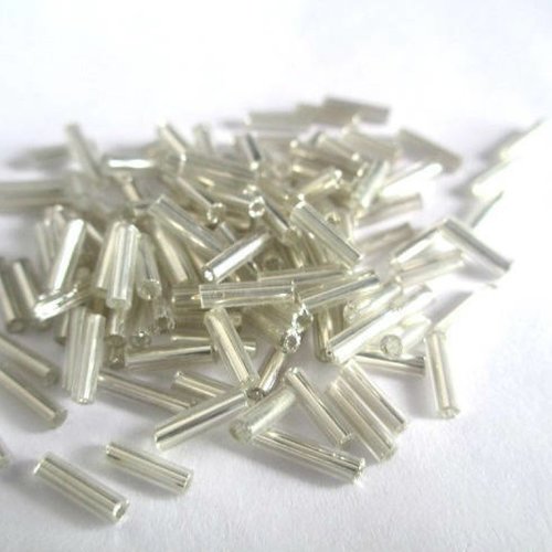 10gr perles de rocaille tube en verre couleur gris clair ab 6mm (rt9)