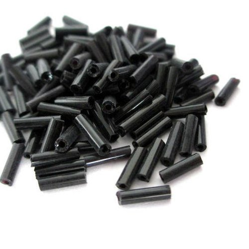 10gr perles de rocaille tube en verre couleur noir ab 6mm (rt1)