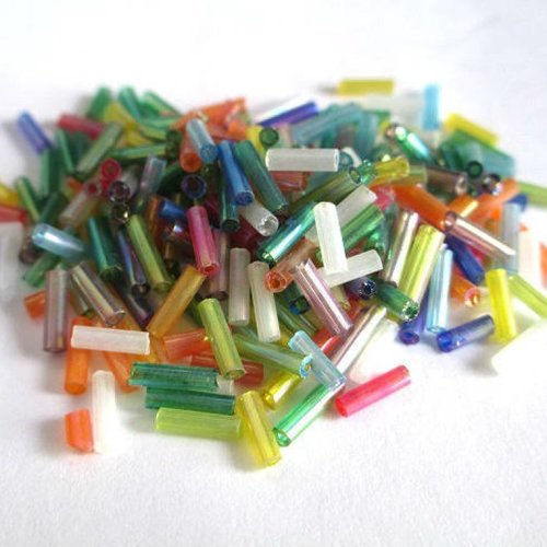 10gr perles de rocaille tube en verre couleur multicolore ab 6mm (rt12)