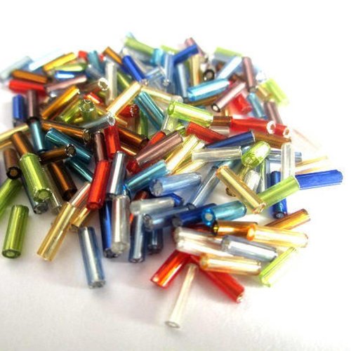 10gr perles de rocaille tube en verre couleur multicolore ab 6mm (rt21)