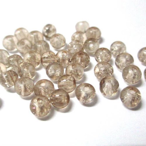 50 perles en verre craquelées beige 4mm (4pv16)