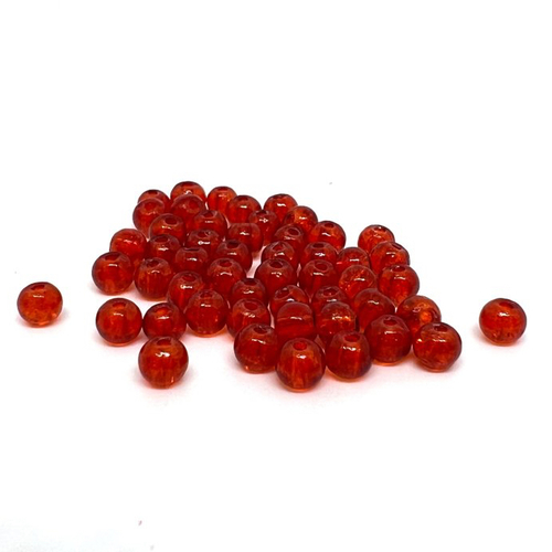 50 perles en verre craquelées orange 4mm (4pv24)
