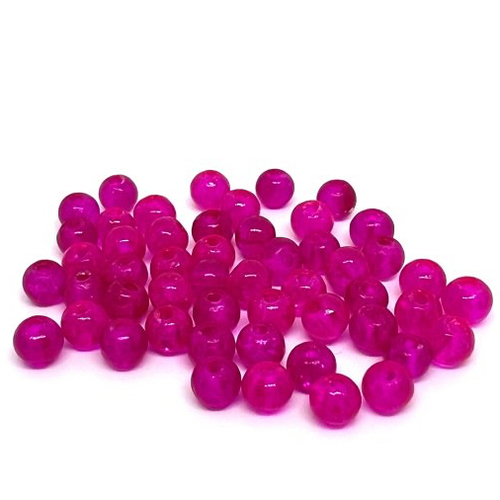 50 perles en verre craquelées fuchsia 4mm (4pv23)