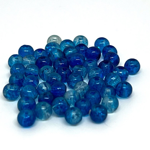 50 perles en verre craquelées bleu foncé 4mm (4pv21)