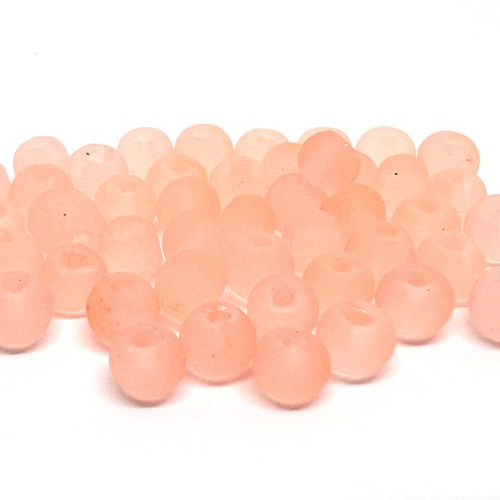 50 perles en verre givrées pêche 4mm (4pv36)