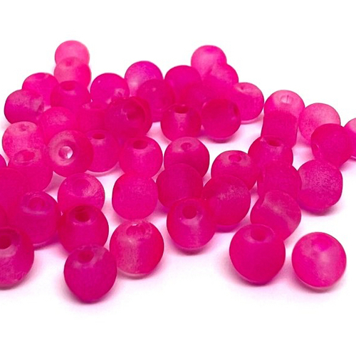 50 perles en verre givrées rose 4mm (4pv33)