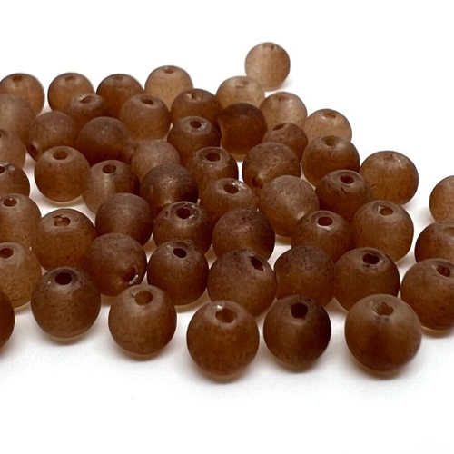 50 perles en verre givrées marron 4mm (4pv35)