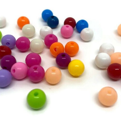 50 perles acryliques mélange de couleur 8mm (pa8-17)