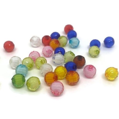 50 perles acryliques mélange de couleur 8mm (pa8-05)