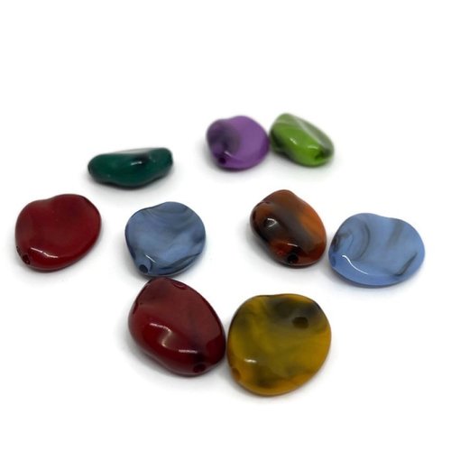 20 perles 16x13x6 mm acryliques imitation pierre mélange de couleur (pa8-14)