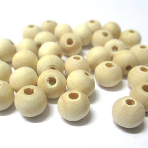 20 perles en bois ronde 6mm