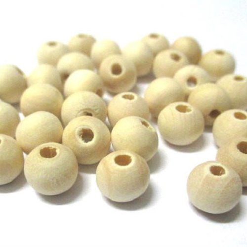 20 perles en bois ronde 8mm