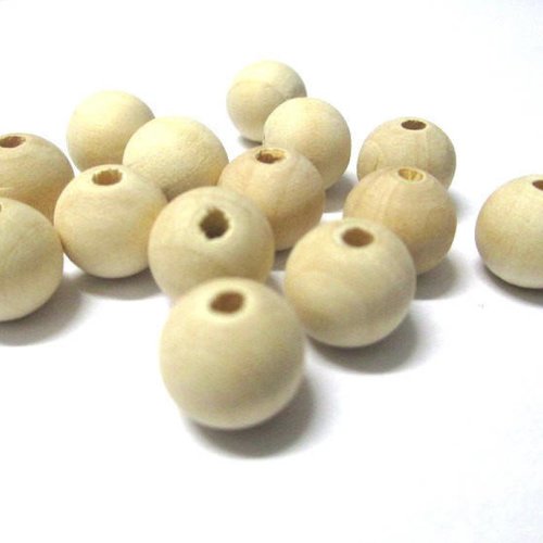 50 perles en bois ronde 12mm