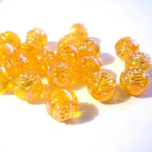 20 perles acrylique fleur ab couleur orange 8x7mm