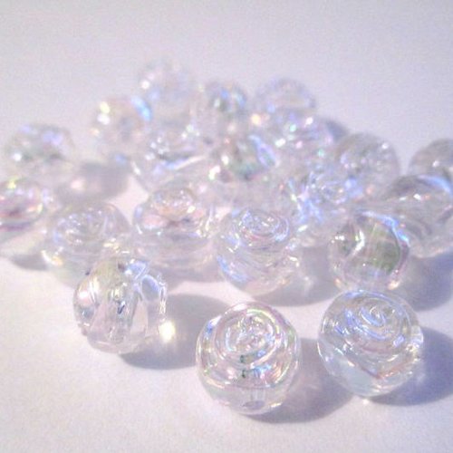20 perles acrylique fleur ab couleur transparent 8x7mm