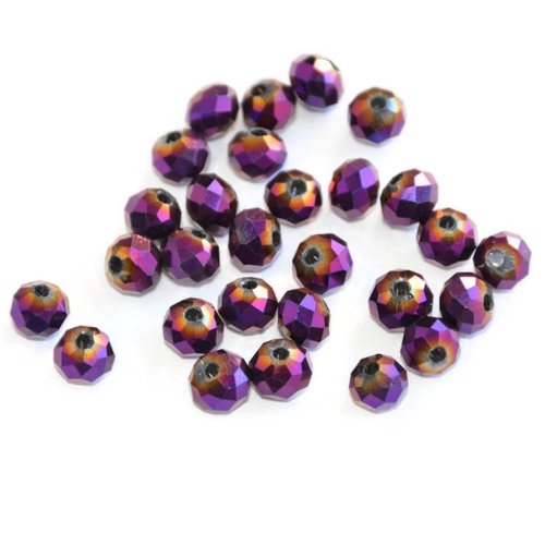20 perles cristal à facettes violet 6x5mm